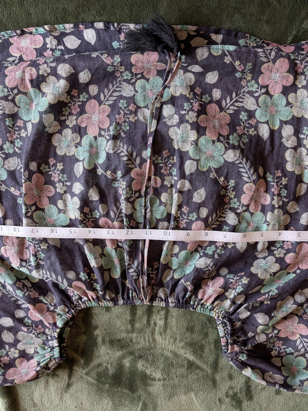 Bacio Black Floral Off-Shoulder Peasant Top - Pink & Mint - Picture 3 of 4